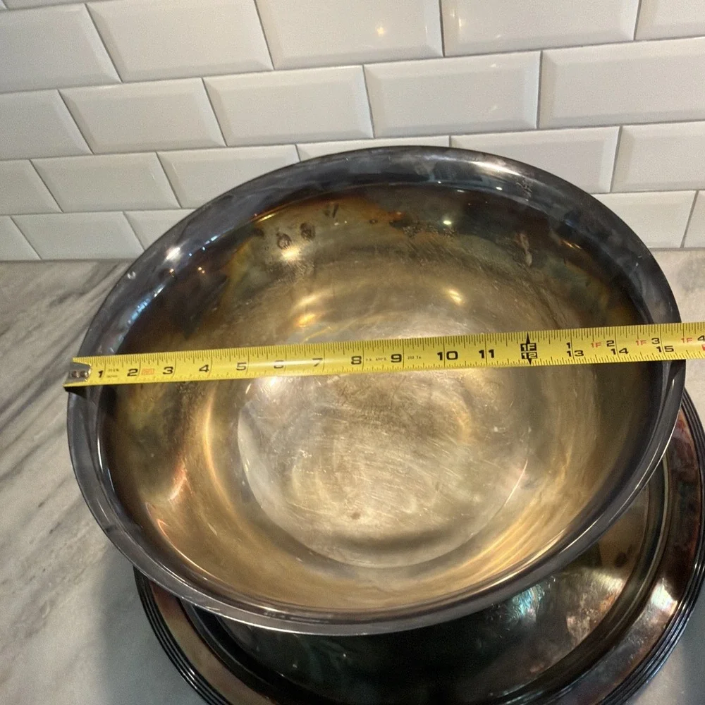 Vintage Large Silver‎ Plated Punchbowl With Large Tray And Ladle Wedding OLA0003